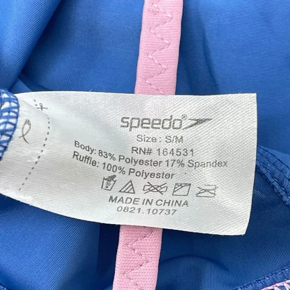 Speedo UV 50 Bucket Swim Hat Kids Baby Sz S/M 6-12 Months Blue Pink Dolphins